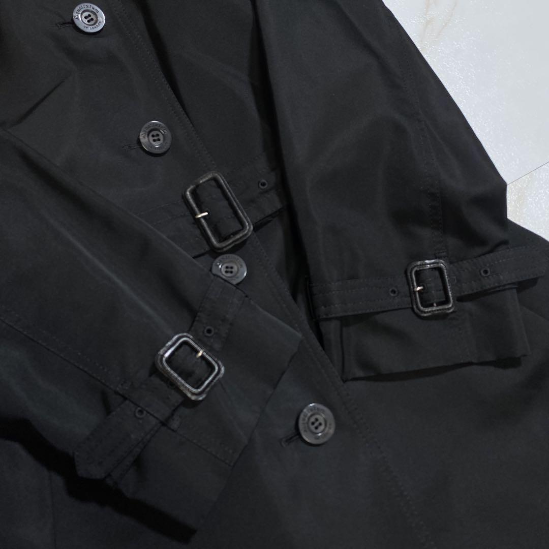 Aquascutum Trench Coat Asian fit M US size S Black Authentic