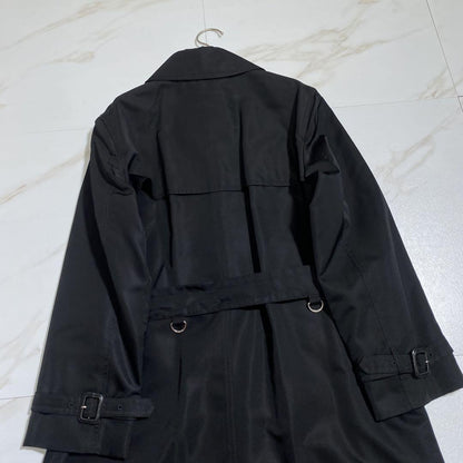 Aquascutum Trench Coat Asian fit M US size S Black Authentic