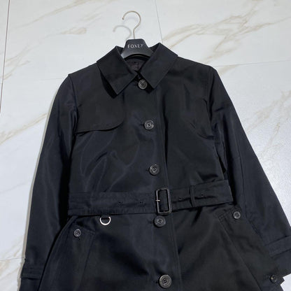 Aquascutum Trench Coat Asian fit M US size S Black Authentic