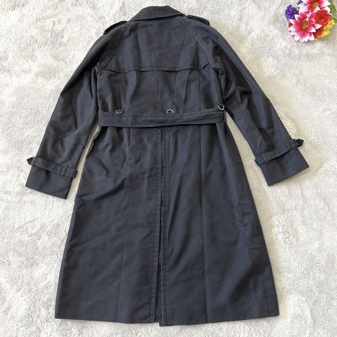 Aquascutum Trench Coat Club Check Asian fit L US size M Black Authentic