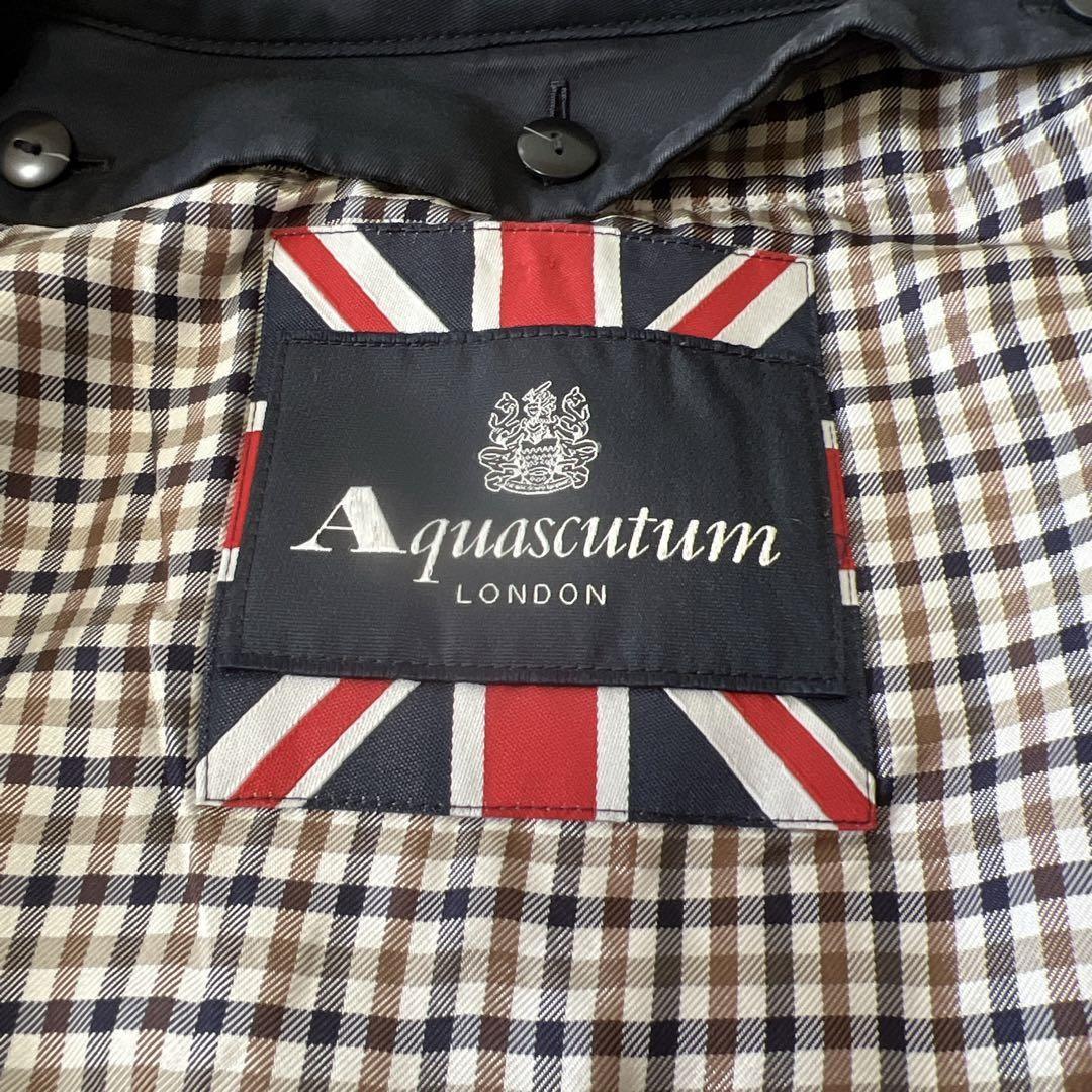 Aquascutum Trench Coat Club Check Asian fit L US size M Black Authentic