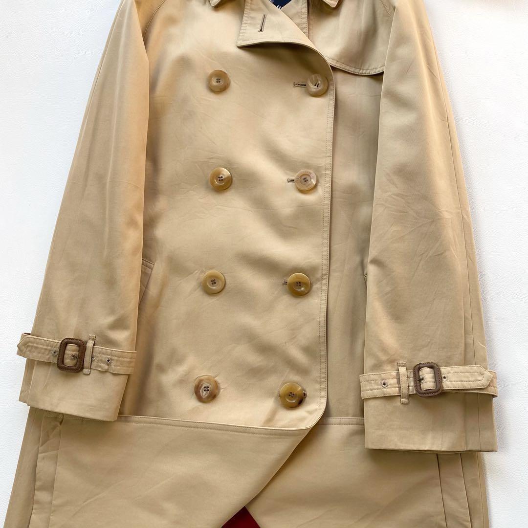 Aquascutum Trench Coat Club Check Asian fit M US size S Beige Red Authentic