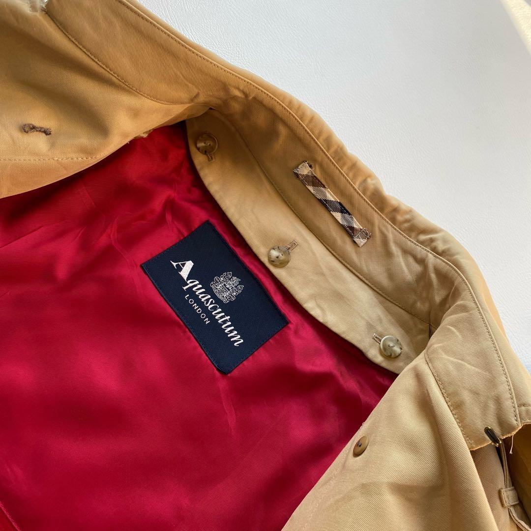 Aquascutum Trench Coat Club Check Asian fit M US size S Beige Red Authentic