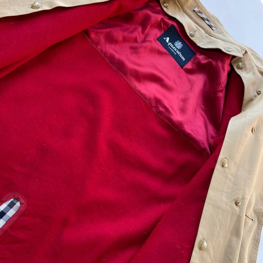 Aquascutum Trench Coat Club Check Asian fit M US size S Beige Red Authentic