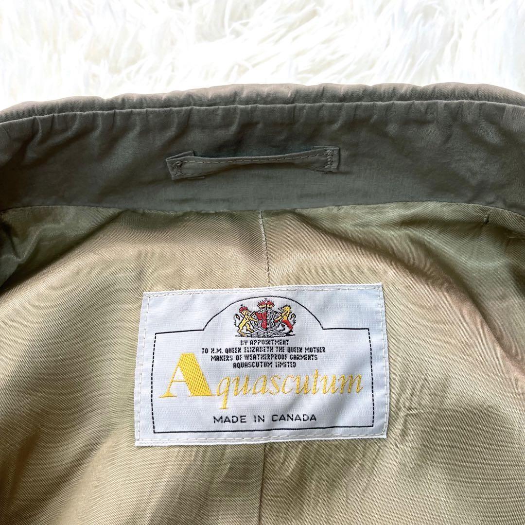 Aquascutum Trench Coat Asian fit XL US size L Dark Khaki Gray Authentic