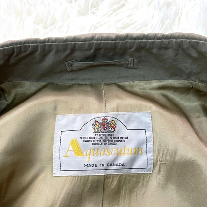Aquascutum Trench Coat Asian fit XL US size L Dark Khaki Gray Authentic