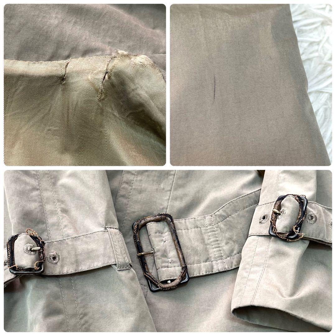 Aquascutum Trench Coat Asian fit XL US size L Dark Khaki Gray Authentic