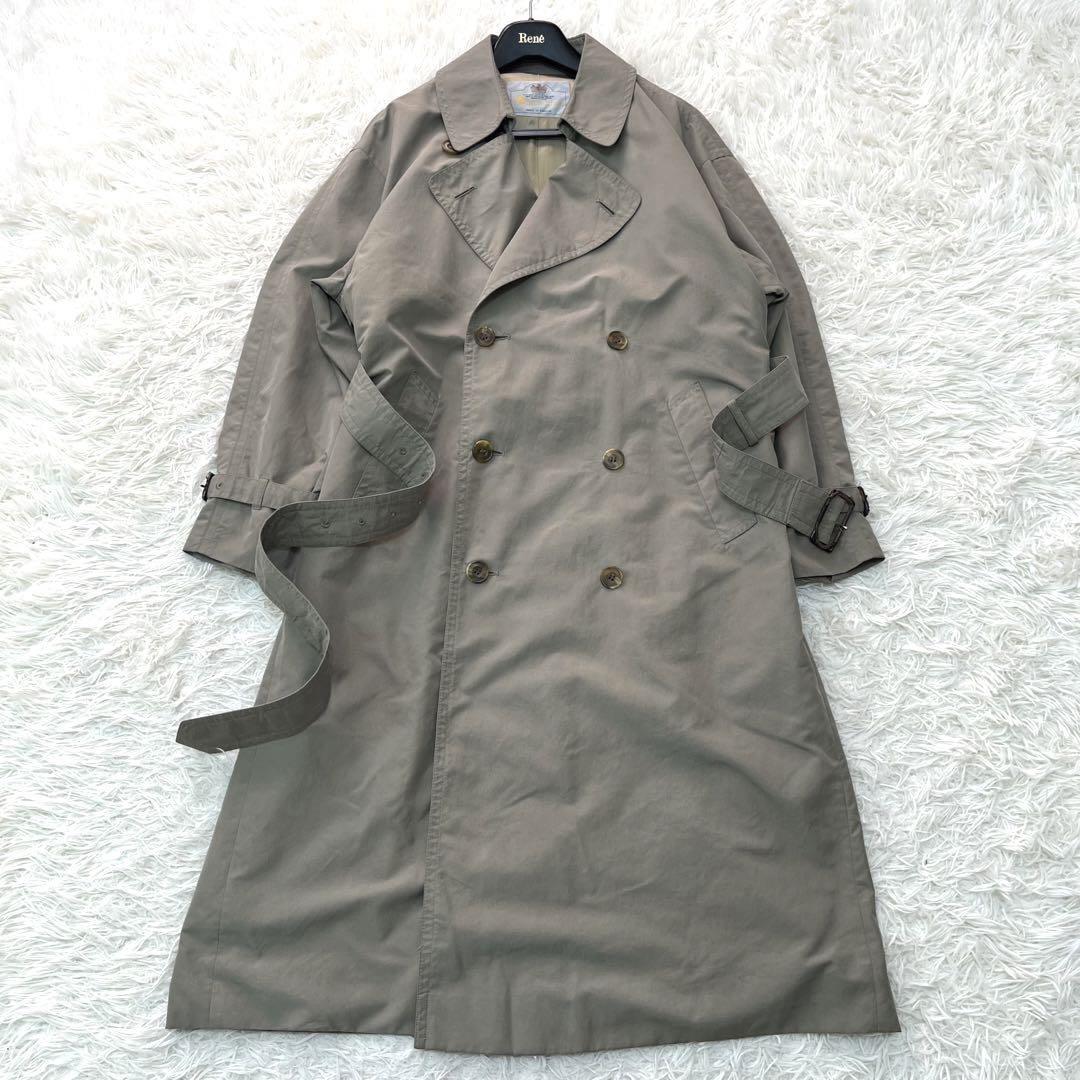 Aquascutum Trench Coat Asian fit XL US size L Dark Khaki Gray Authentic
