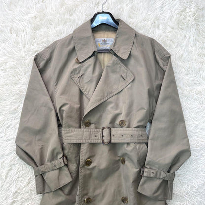 Aquascutum Trench Coat Asian fit XL US size L Dark Khaki Gray Authentic