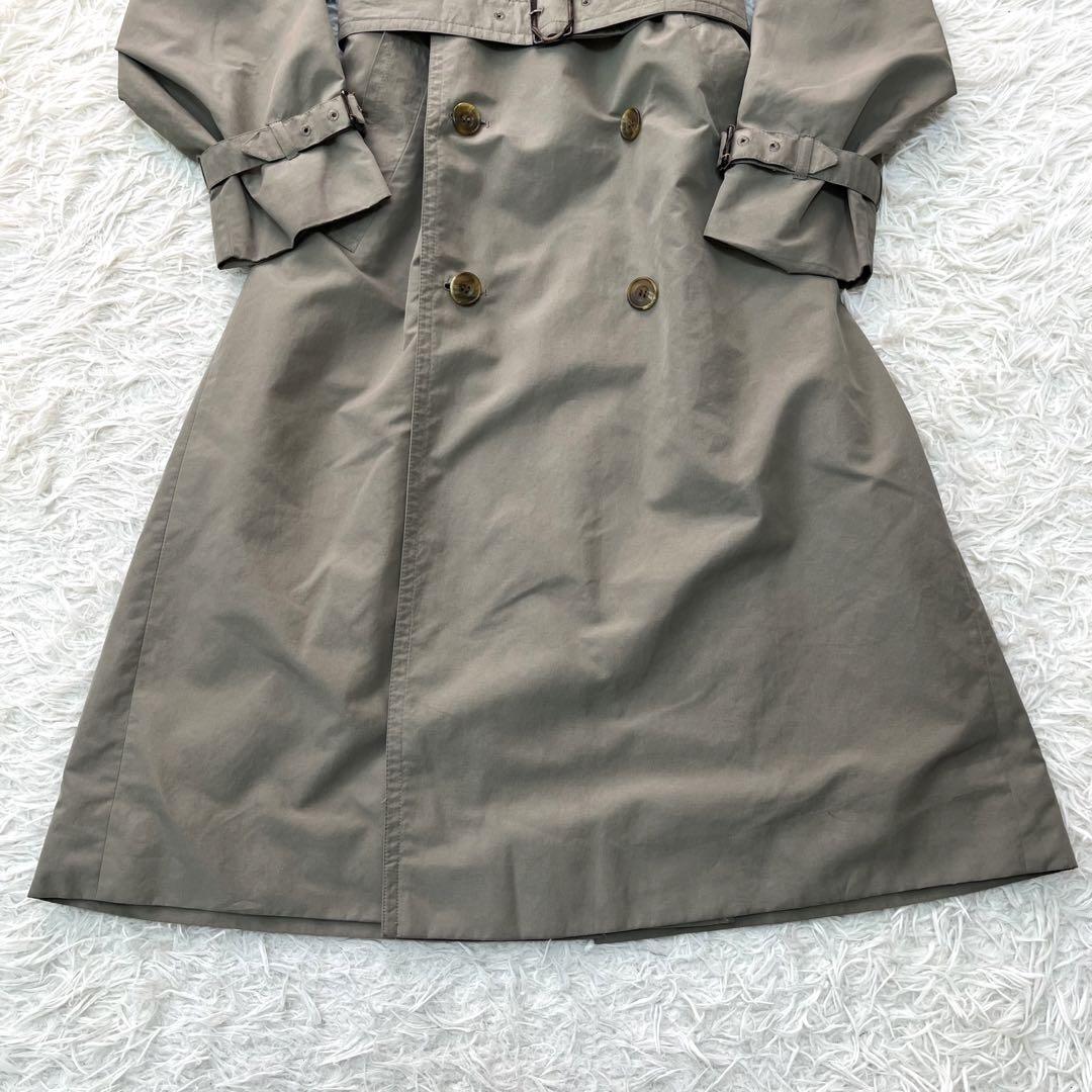 Aquascutum Trench Coat Asian fit XL US size L Dark Khaki Gray Authentic