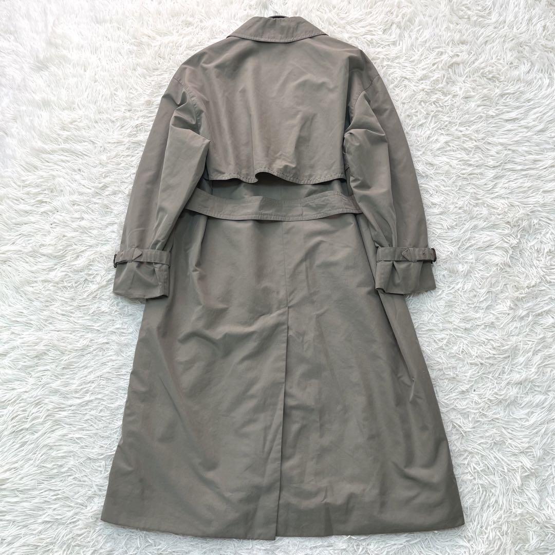 Aquascutum Trench Coat Asian fit XL US size L Dark Khaki Gray Authentic