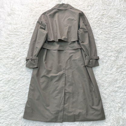 Aquascutum Trench Coat Asian fit XL US size L Dark Khaki Gray Authentic
