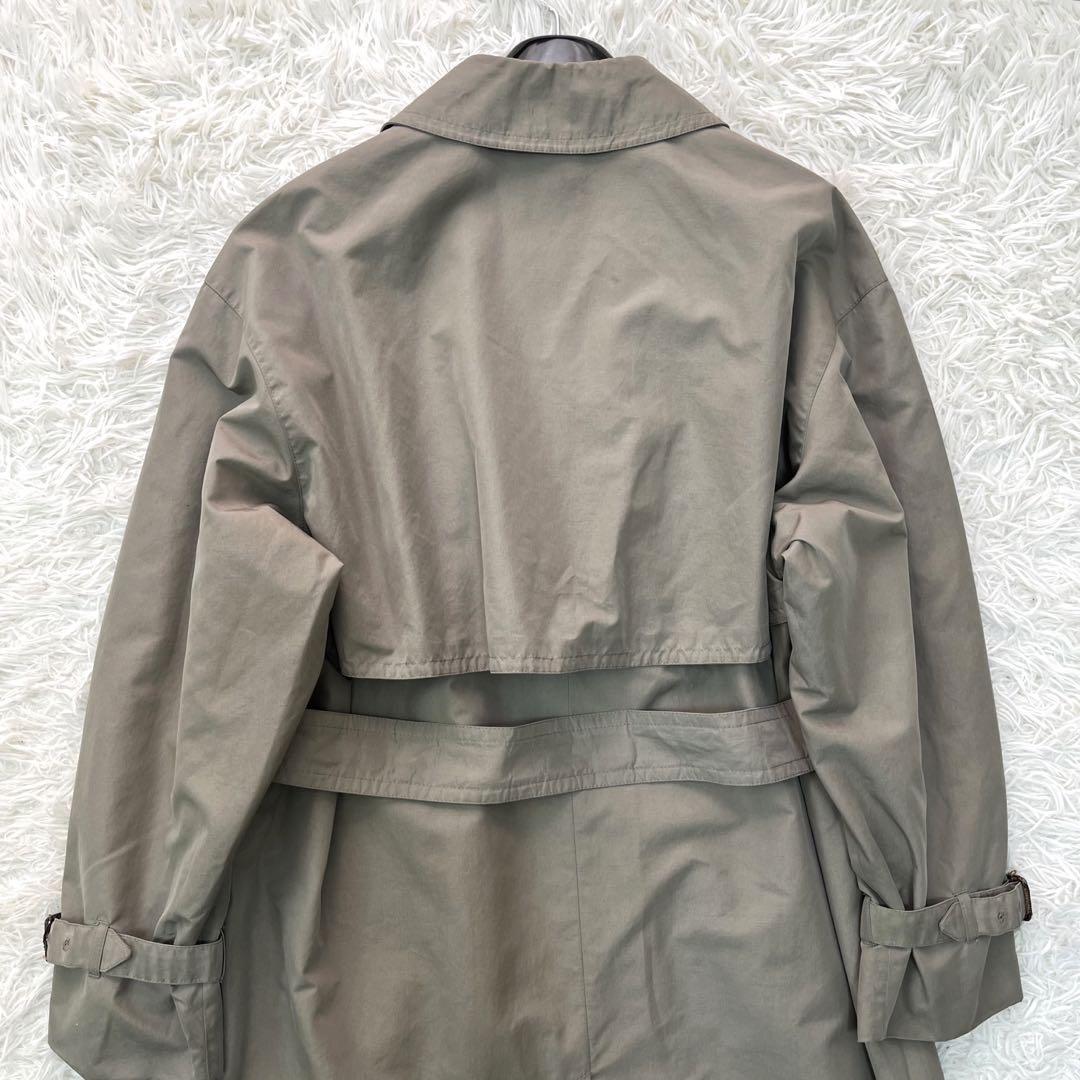 Aquascutum Trench Coat Asian fit XL US size L Dark Khaki Gray Authentic