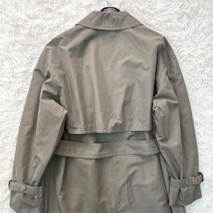 Aquascutum Trench Coat Asian fit XL US size L Dark Khaki Gray Authentic