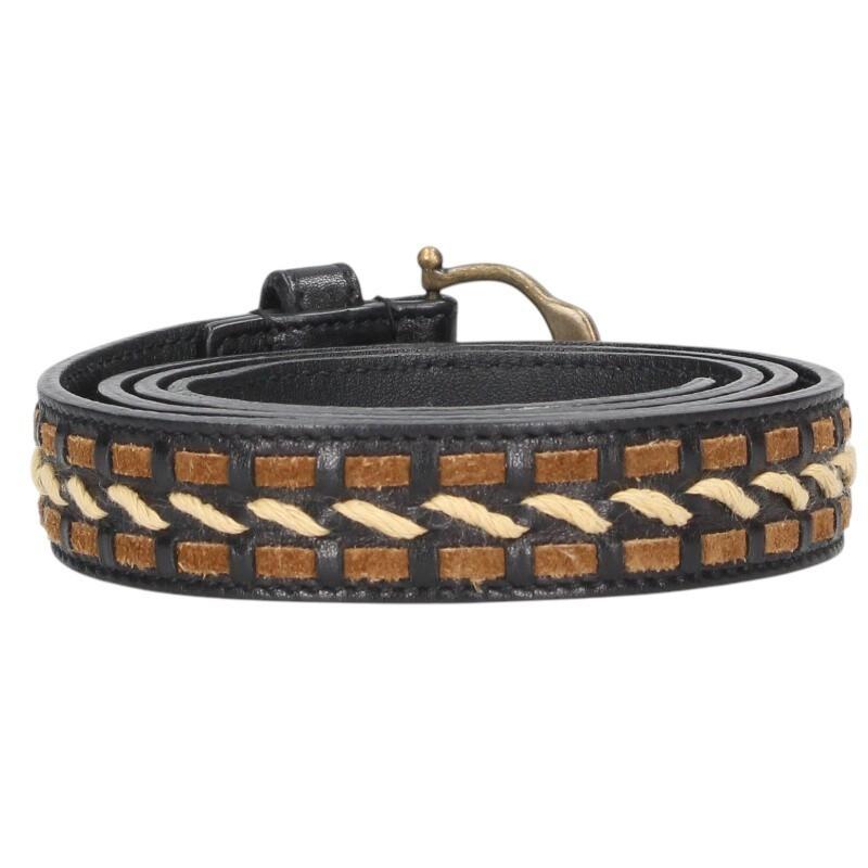 Saint Laurent Paris Men's Belt Leather Black Authentic