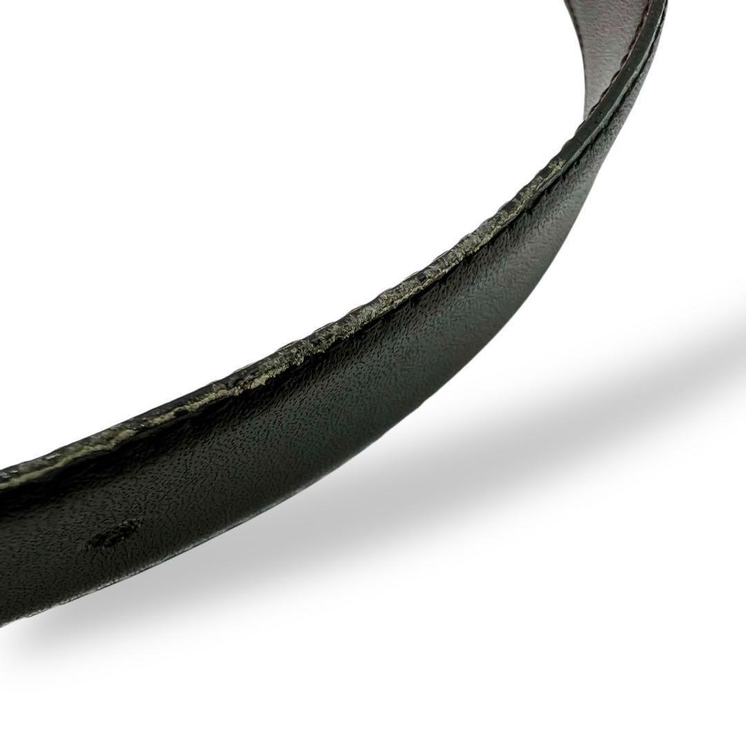 Saint Laurent Men's Belt Logo Leather Black Gold Authentic