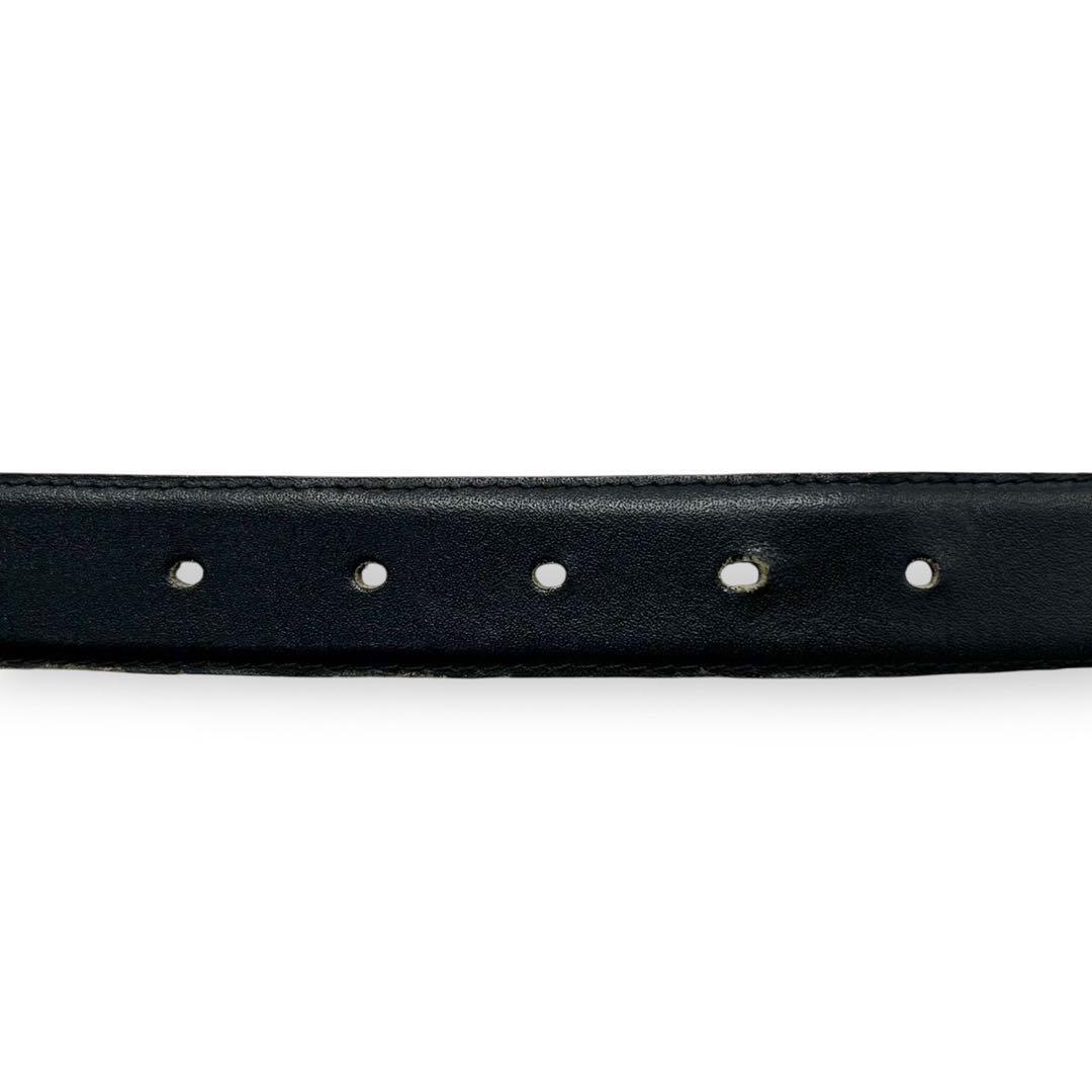 Saint Laurent Men's Belt Logo Leather Black Gold Authentic