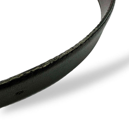 Saint Laurent Men's Belt Logo Leather Black Gold Authentic