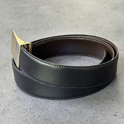 Saint Laurent Men's Belt YSL Cassandra Leather Gold Authentic