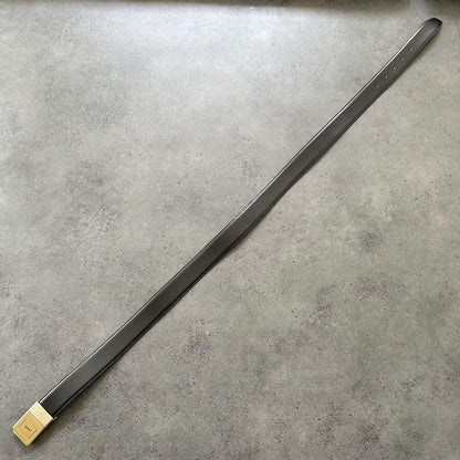 Saint Laurent Men's Belt YSL Cassandra Leather Gold Authentic