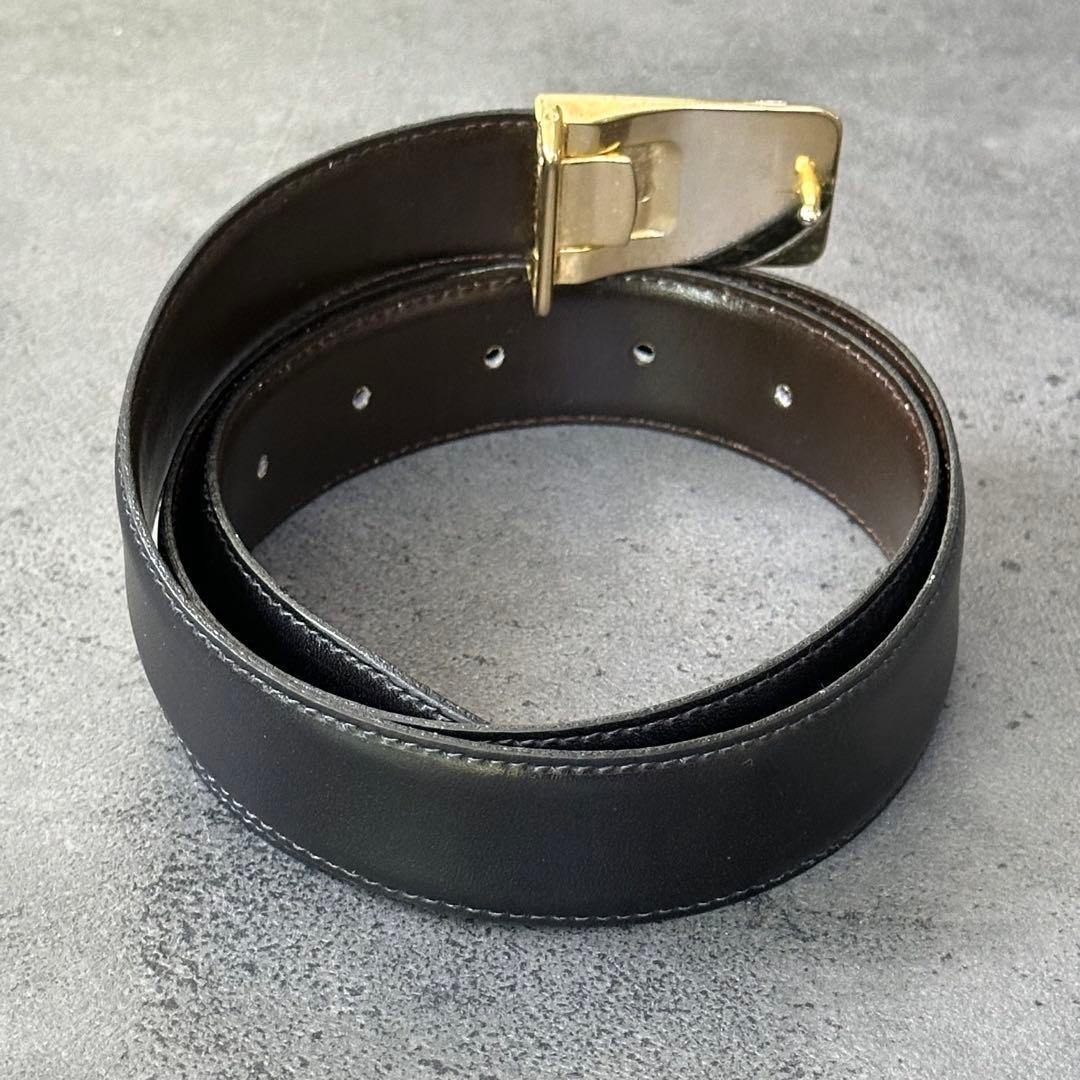 Saint Laurent Men's Belt YSL Cassandra Leather Gold Authentic