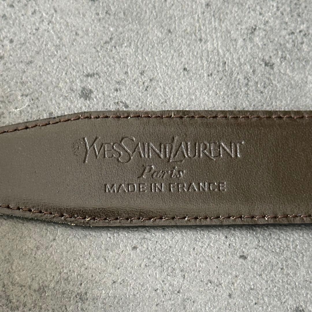 Saint Laurent Men's Belt YSL Cassandra Leather Gold Authentic