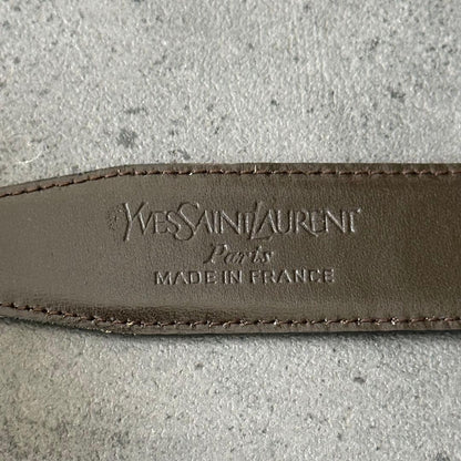 Saint Laurent Men's Belt YSL Cassandra Leather Gold Authentic