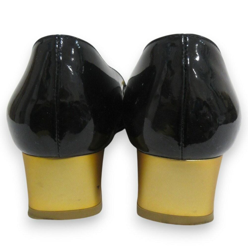 FENDI Shoes Pumps Heel EU 37.5 US 7.5 Patent Leather Black Authentic