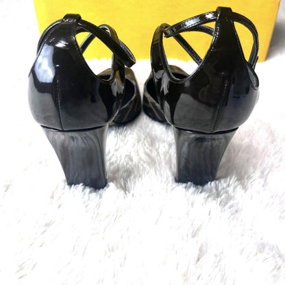 FENDI Shoes Pumps Heel FF Zucca EU 35.5 US 5.5 Canvas Leather Black Brown Auth