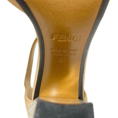 FENDI Sandals Shoes EU 37 US 7 Suede Leather Beige Authentic
