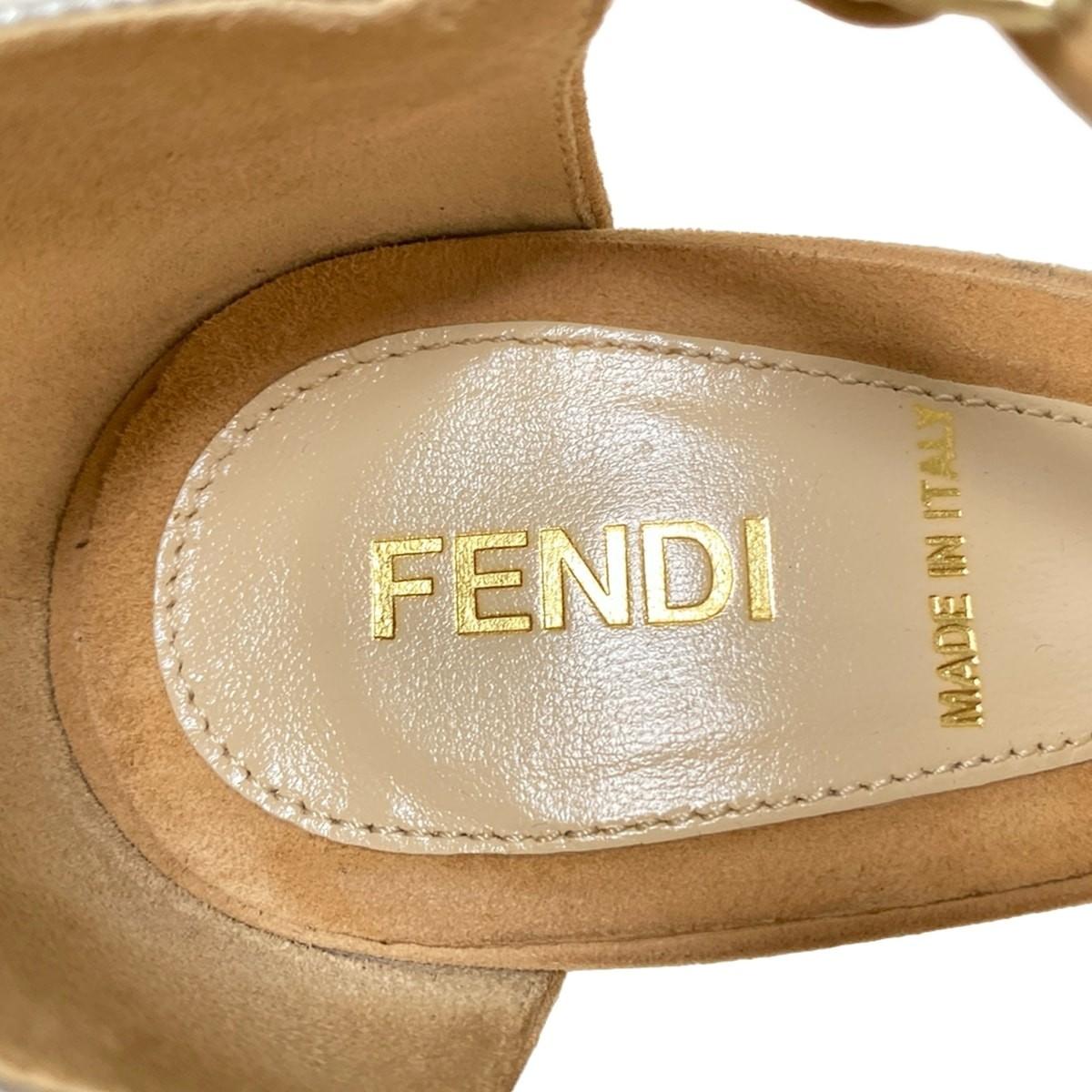 FENDI Sandals Shoes EU 37 US 7 Suede Leather Beige Authentic