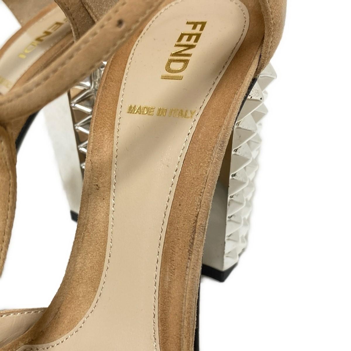 FENDI Sandals Shoes EU 37 US 7 Suede Leather Beige Authentic