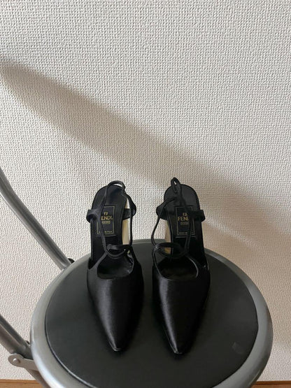 FENDI Sandals Shoes EU 35.5 US 5.5 Black Authentic