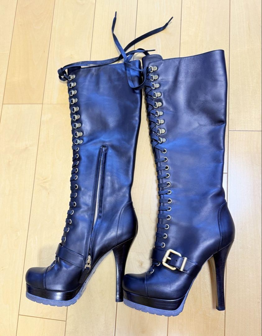 FENDI Boots Shoes EU 36 US 6 Leather Black Authentic