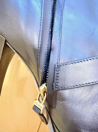 FENDI Boots Shoes EU 36 US 6 Leather Black Authentic