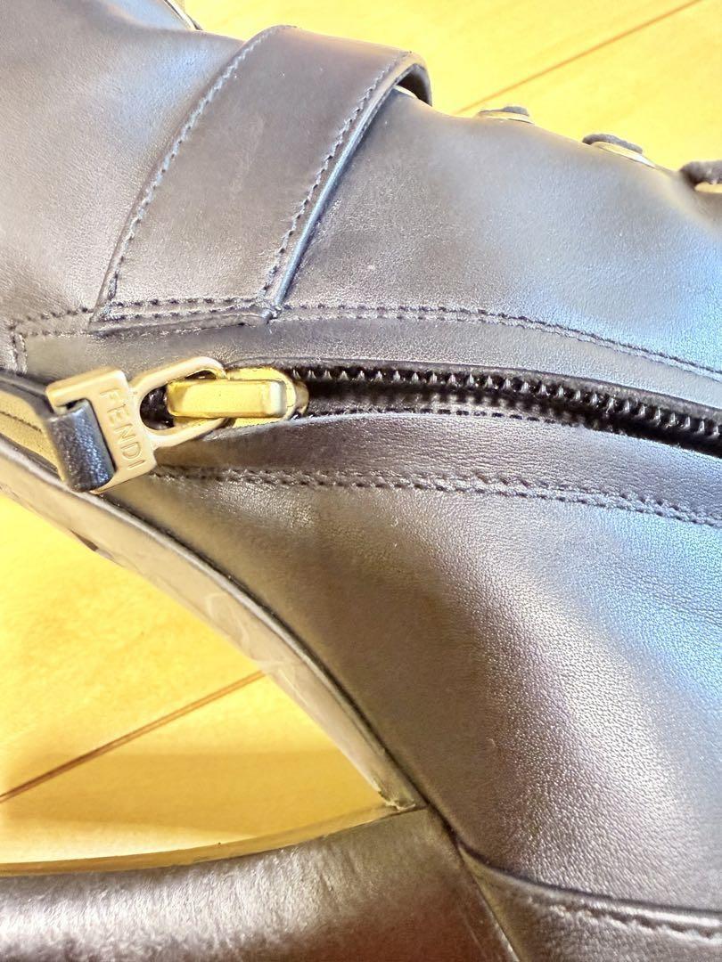 FENDI Boots Shoes EU 36 US 6 Leather Black Authentic