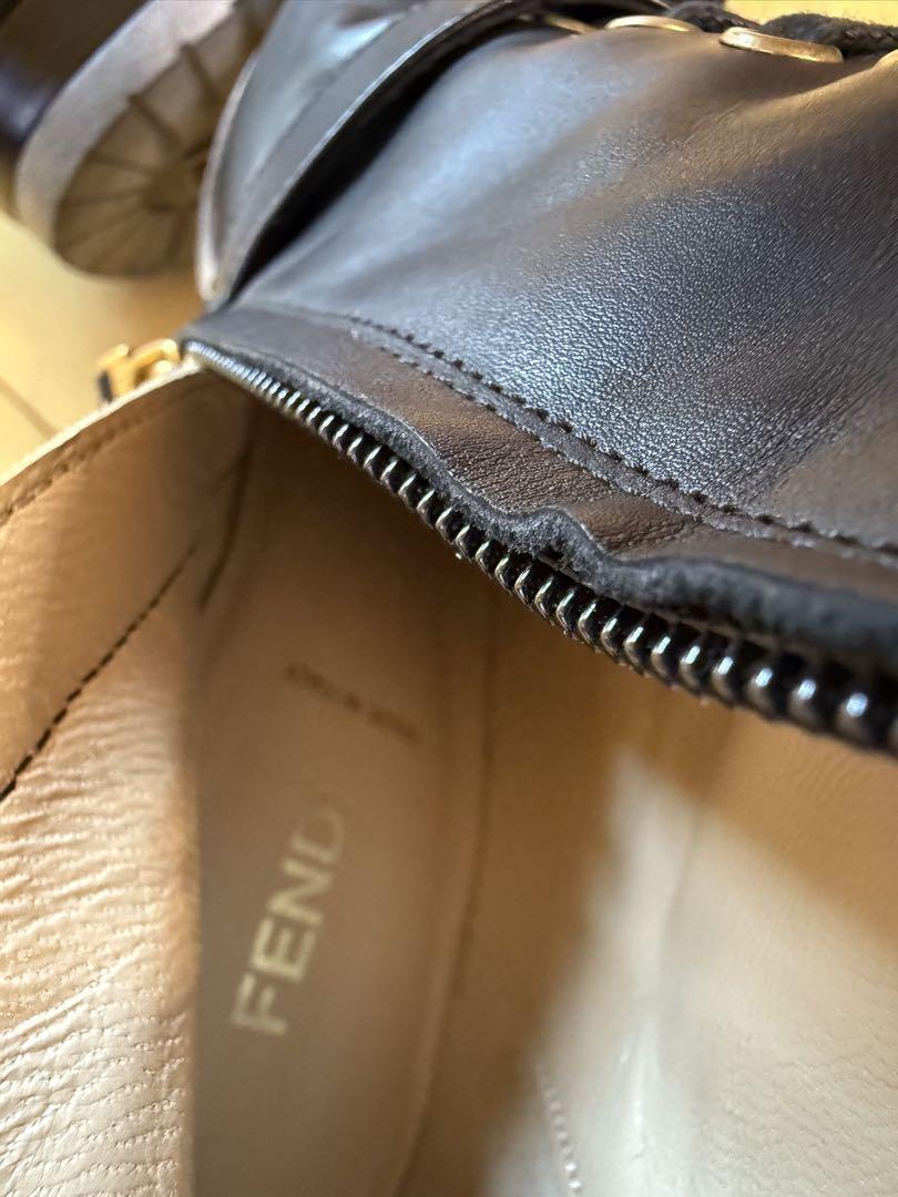 FENDI Boots Shoes EU 36 US 6 Leather Black Authentic