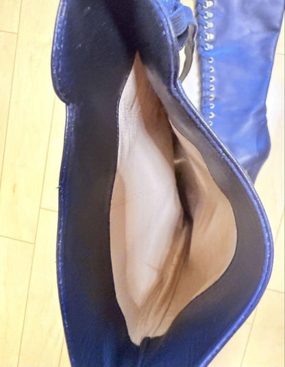 FENDI Boots Shoes EU 36 US 6 Leather Black Authentic