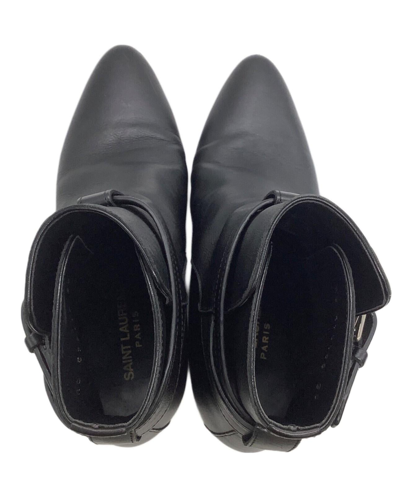 Saint Laurent Paris Short Boots Shoes EU 36.0 US 6.0 Leather Black Authentic