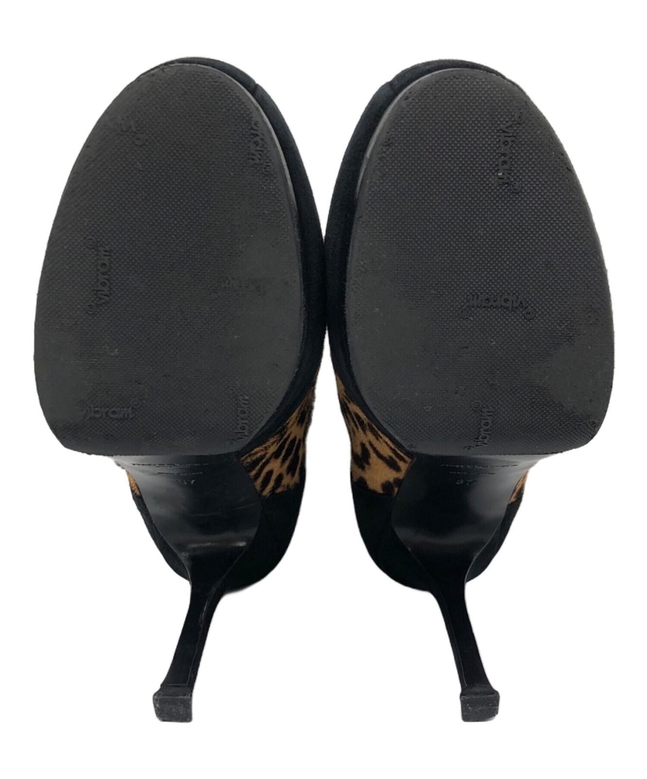 Saint Laurent Short Boots Shoes EU 37 US 7 Black Leopard Authentic