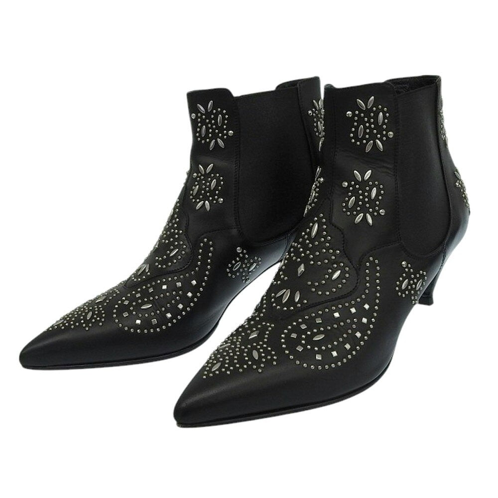 Saint Laurent Paris Short Boots Shoes EU 36.5 US 6.5 Leather Black Authentic