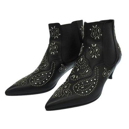 Saint Laurent Paris Short Boots Shoes EU 36.5 US 6.5 Leather Black Authentic