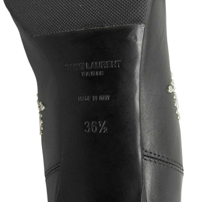 Saint Laurent Paris Short Boots Shoes EU 36.5 US 6.5 Leather Black Authentic