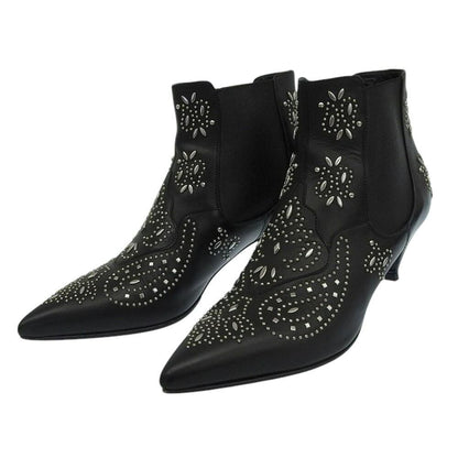 Saint Laurent Paris Short Boots Shoes EU 36.5 US 6.5 Leather Black Authentic