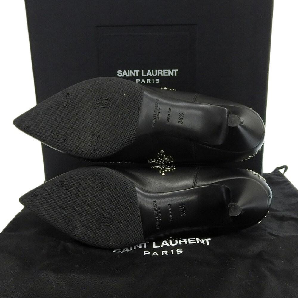 Saint Laurent Paris Short Boots Shoes EU 36.5 US 6.5 Leather Black Authentic
