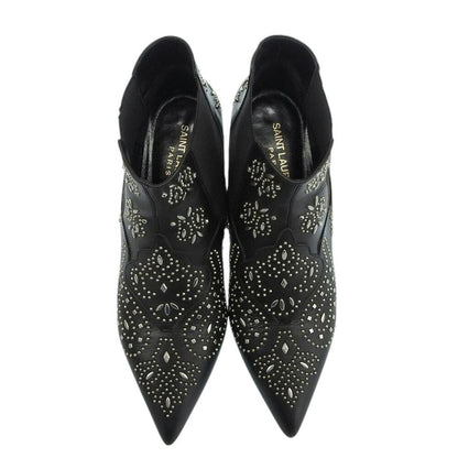 Saint Laurent Paris Short Boots Shoes EU 36.5 US 6.5 Leather Black Authentic