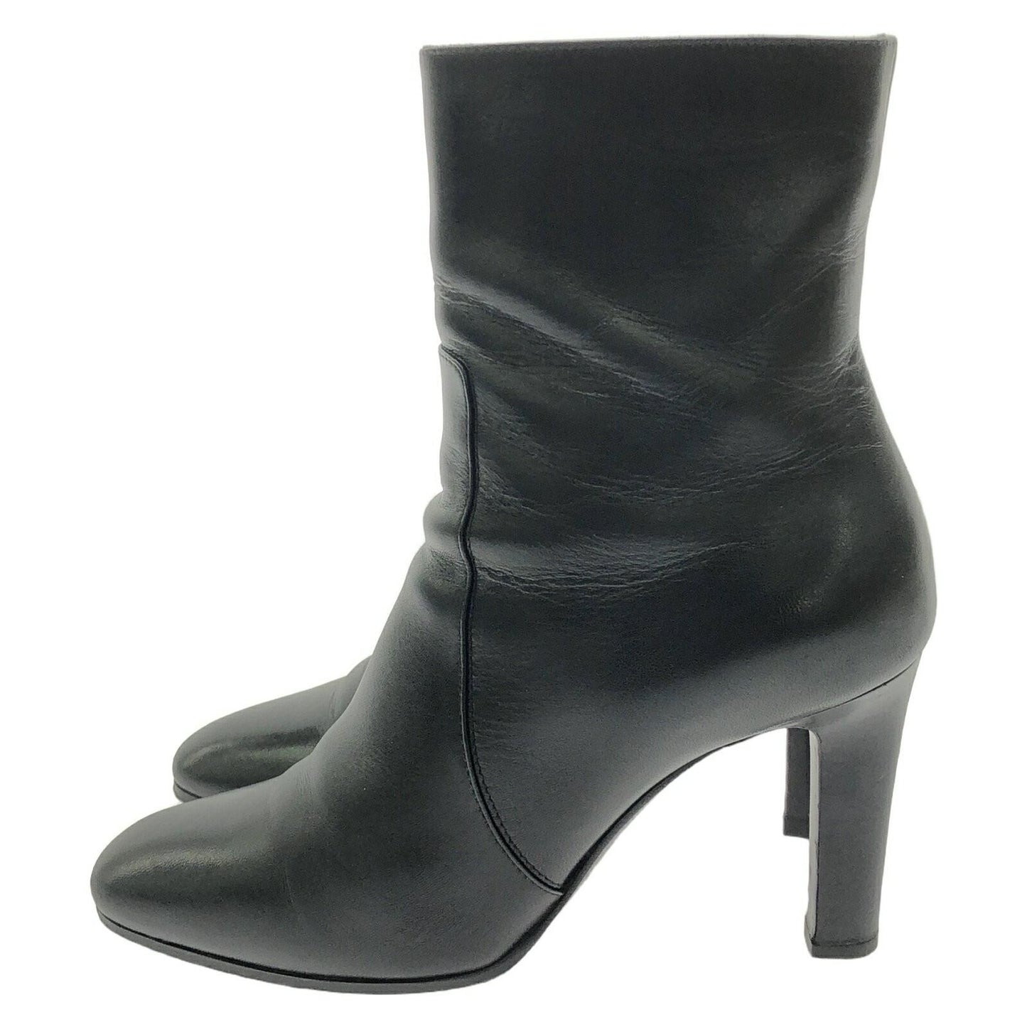 Saint Laurent Short Boots Shoes EU 36.0 US 6.0 Leather Black Authentic