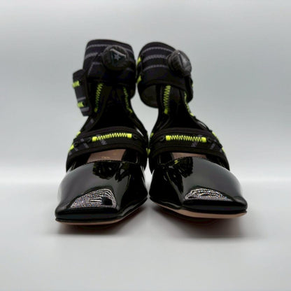 Christian Dior Roger Vivier Shoes Pumps Heel EU 37.5 US 7.5 Patent Leather Black