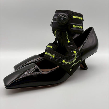 Christian Dior Roger Vivier Shoes Pumps Heel EU 37.5 US 7.5 Patent Leather Black