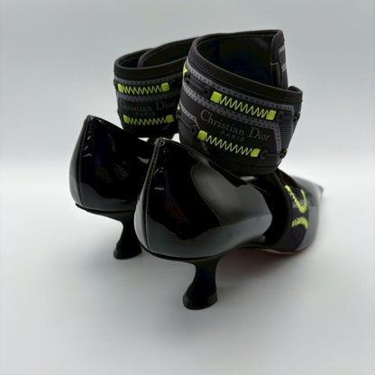Christian Dior Roger Vivier Shoes Pumps Heel EU 37.5 US 7.5 Patent Leather Black